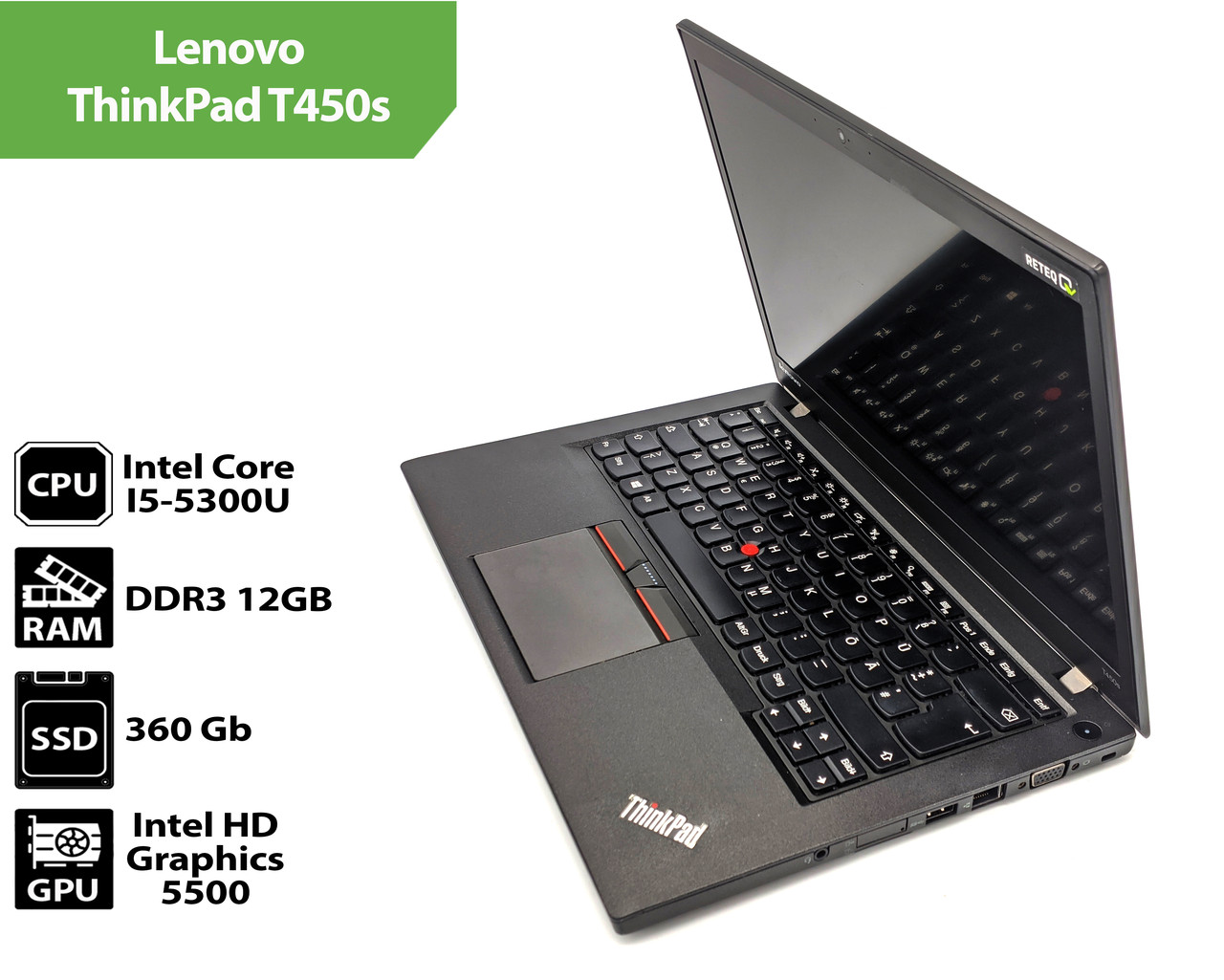 Ноутбук Lenovo ThinkPad T450s (14" / Intel Core I5-5300U / 12Gb / SSD 360Gb)