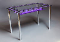 Стол обеденный Флоренция столешница стекло прозрачная покраска фиолетовая 910х610 *Эко мм (БЦ-Стол ТМ)