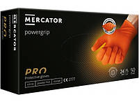 РАСПРОДАЖА, Нитриловые перчатки Mercator Medical Powergrip, 8.5 грамм, М (7-8), оранжевые, 50 шт