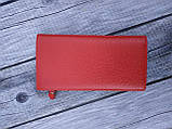 М'який жіночий гаманець на мангітах із натуральної шкіри червоного кольору, фото 3