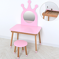 Детское трюмо со стульчиком туалетный столик для девочки розовый 03-01PINK-BOX