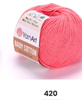 Нитки пряжа для вязания хлопок/акрил BABY COTTON YarnArt Беби коттон ЯрнАрт № 420 - коралл