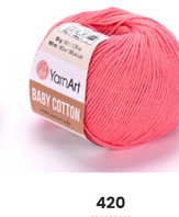 Нитки пряжа для в'язання бавовна / акрил BABY COTTON YarnArt Бебі котон ЯрнАрт № 420 - корал