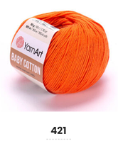 Нитки пряжа для в'язання бавовна / акрил BABY COTTON YarnArt Бебі котон ЯрнАрт № 421 - померанч