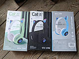 Бездротові навушники з котячими вушками та підсвічуванням Cat - колір зелений, синій, чорний, фото 2