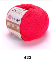 Нитки пряжа для в'язання бавовна / акрил BABY COTTON YarnArt Бебі котон ЯрнАрт № 423 - червоний