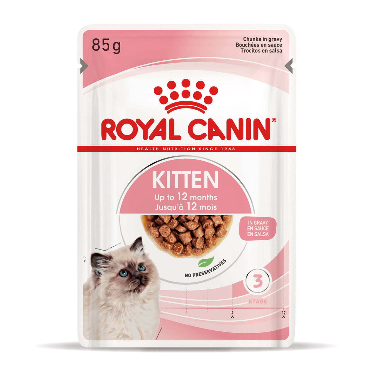 Вологий корм для кошенят (шматочки у соусі) ROYAL CANIN KITTEN IN GRAVY 0.085 кг, у паучах