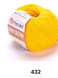 Нитки пряжа для в'язання бавовна / акрил BABY COTTON YarnArt Бебі котон ЯрнАрт № 432 - жовток, фото 1