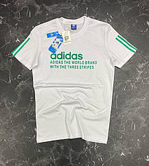 Чоловіча футболка Adidas бавовняна якісна бірки Брендова спортивна біла футболка адідас відмінної якості