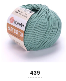 Нитки пряжа для в'язання бавовна / акрил BABY COTTON YarnArt Бебі котон ЯрнАрт № 439 - сіро-зелений, фото 1