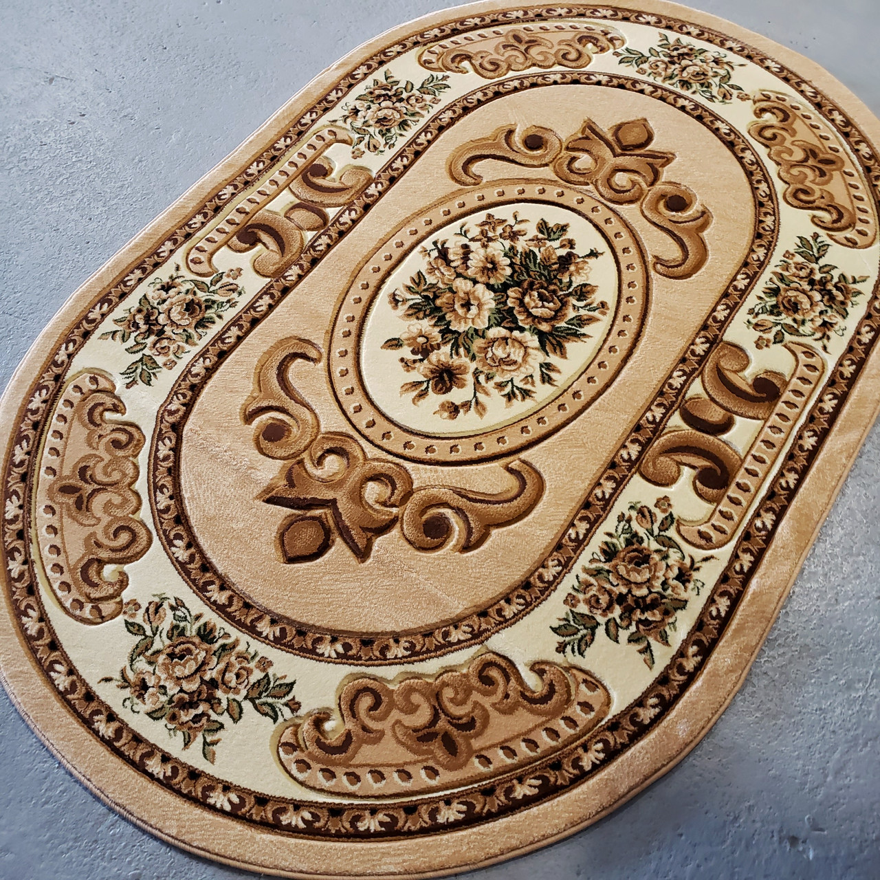 Килим абстракція 0590 овальний бежевий, фото 1