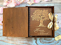 Дерев'яний фотоальбом "Моменти життя" 25 аркушів 31*24 см з калькою Тикове дерево, фото 7
