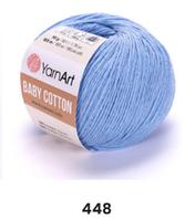 Нитки пряжа для в'язання бавовна / акрил BABY COTTON YarnArt Бебі котон ЯрнАрт № 448 - середній блакитний
