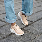 Жіночі шкіряні кросівки на липучці, колір пудра   37  р-р, фото 8