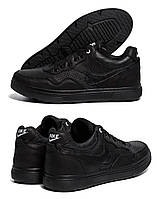 Мужские кожаные летние кроссовки, перфорация Nike (Найк), мужские кеды черные повседневные, Мужская обувь