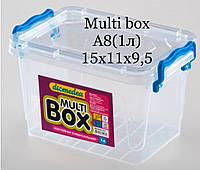 Пластиковий контейнер з кришкою для продуктів Multi box A8(1л) 15х11х9,5