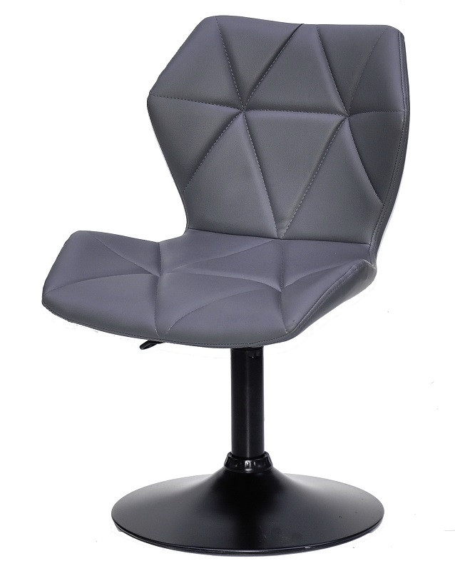 Стілець Torino BK-Base сірий 1001 шкірозамінник на чорній опорі-бліні D-410 мм, поворотний із регулюванням висоти, фото 1