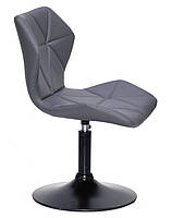 Стілець Torino BK-Base сірий 1001 шкірозамінник на чорній опорі-бліні D-410 мм, поворотний із регулюванням висоти, фото 4