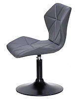 Стілець Torino BK-Base сірий 1001 шкірозамінник на чорній опорі-бліні D-410 мм, поворотний із регулюванням висоти, фото 3