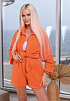 Костюм сорочка та шорти, розмір 42-44, колір  помаранчевий