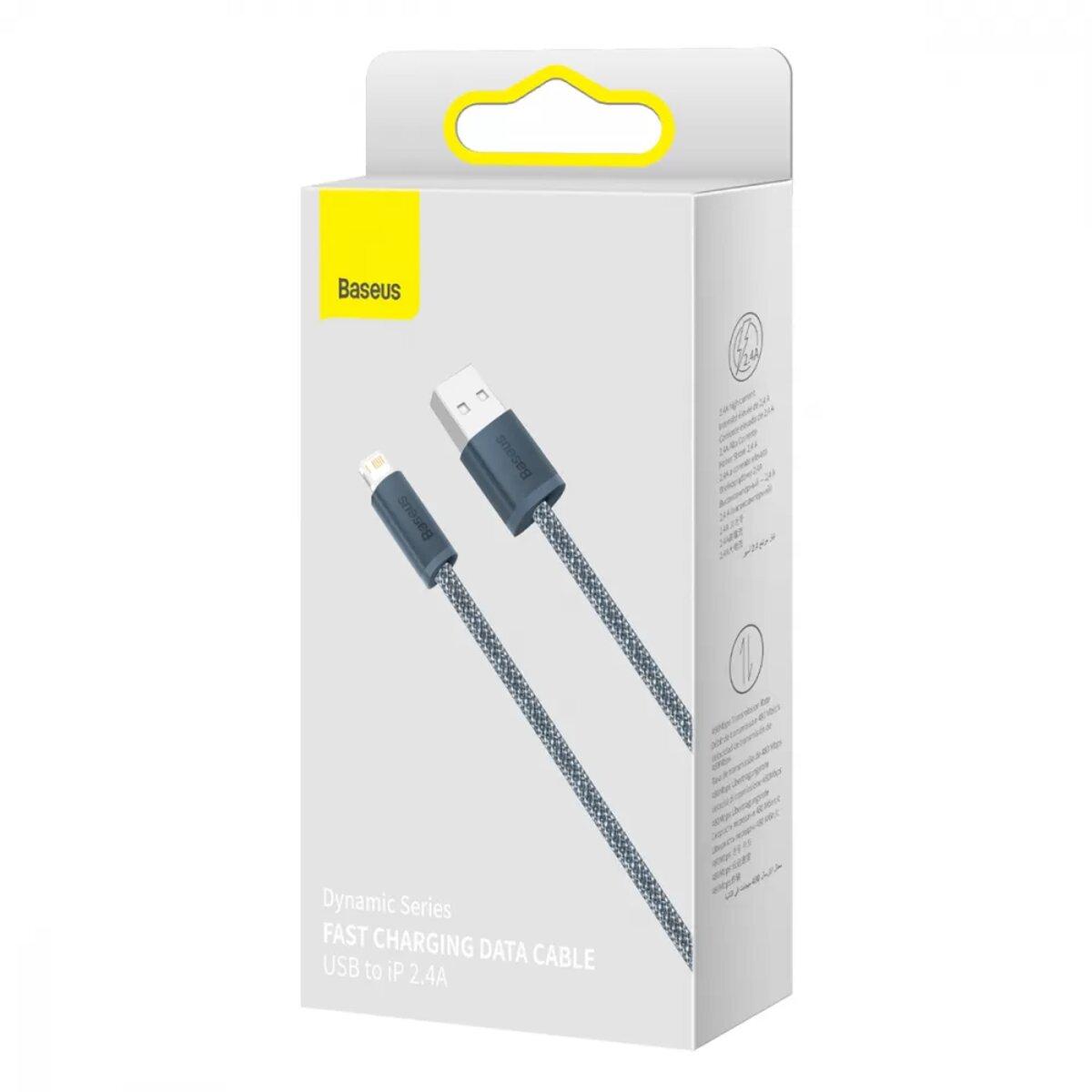 Кабель для айфона Baseus Dynamic Series Fast Charging Data Cable USB to iP 2.4A 1м Slate Gray шнур для зарядки - фото 6 - id-p1805046326