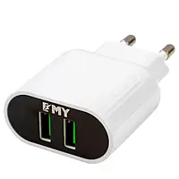 Адаптер питания для телефона EMY YT-KMY-220-M White 2 x USB, + Micro-USB cable