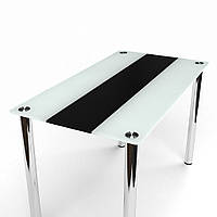 Стол обеденный Вектор ножки металл хром столешница стекло покраска черно белая 910х610 *Эко мм (БЦ-Стол ТМ)