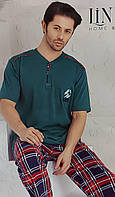 Пижама мужская трикотажная. Домашний мужской костюм - футболка, штаны. Турция. Размер M - (50-52)