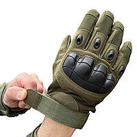 Тактические перчатки полнопалые Oakley цвет олива с резиновыми ударными накладками размер XL