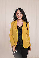 Стильний діловий жіночий приталений світлий піджак на два гудзики і ззаду-шліца розміри 42-58. Арт-4075/58 горох
