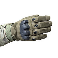 Тактические перчатки полнопалые Oakley цвет олива с резиновыми ударными накладками размер L