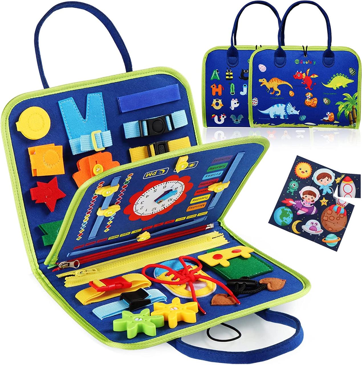 Blue Guolely Busy Board Montessori Toy for 1 2 3 4 Years Toddlers