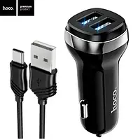 Автомобильное зарядное устройство для телефона Hoco Z40 Superior + Type-C Black 2USB/2,4A