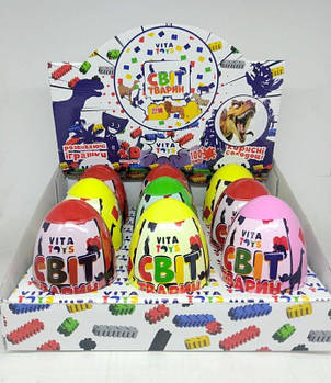 Конструктор у яйці "Світ тварин" 12см, вітамінка, ціна за 9 шт 400449 G-Rich