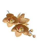 Гілочка орхідеї №1 персикова/рожева L-18см цукровий декор Флористика