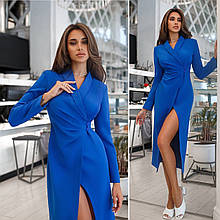 Плаття з коміром-шалькою Люкс електрик (різні кольори) XS S M L