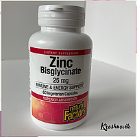 Natural factors Zinc Bisglycinate Цинк бісгліцинат 25 мг, 60 капсул