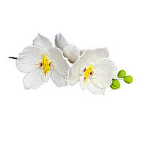 Веточка орхидеи Премиум белая L-18см сахарный декор Флористика