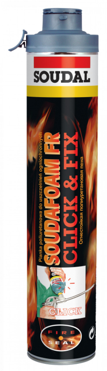 Soudal Soudafoam FR Click & Fix — вогнезахисна поліуретанова монтажна піна, 750 мл