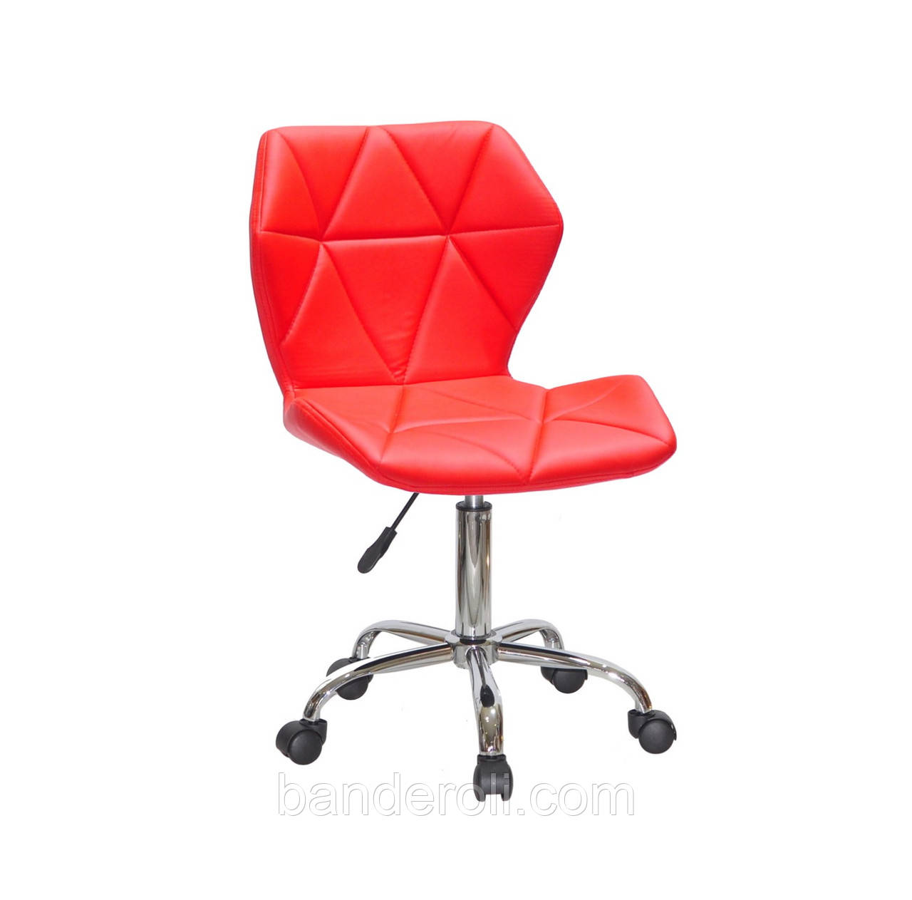 Стілець Torino CH Office шкірозамінник червоний 1007 на хромованій хрестовині з коліщатками, фото 1