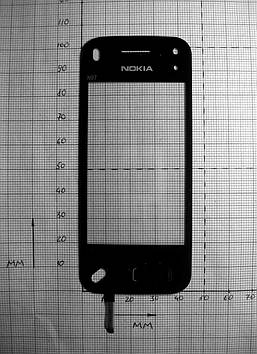 Тачскрин China Nokia N97 (45 х 105 мм) шлейф знизу зліва con1330)