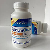 21 century Calcium Citrate D3, Кальцій цитрат з вітаміном D3, 200 міні таблеток