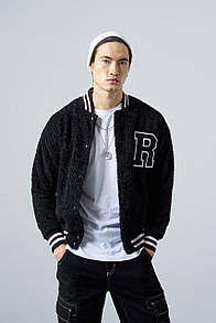 Бомбер куртка чоловіча чорна м'ягуська весна-осінь-зима Furrel