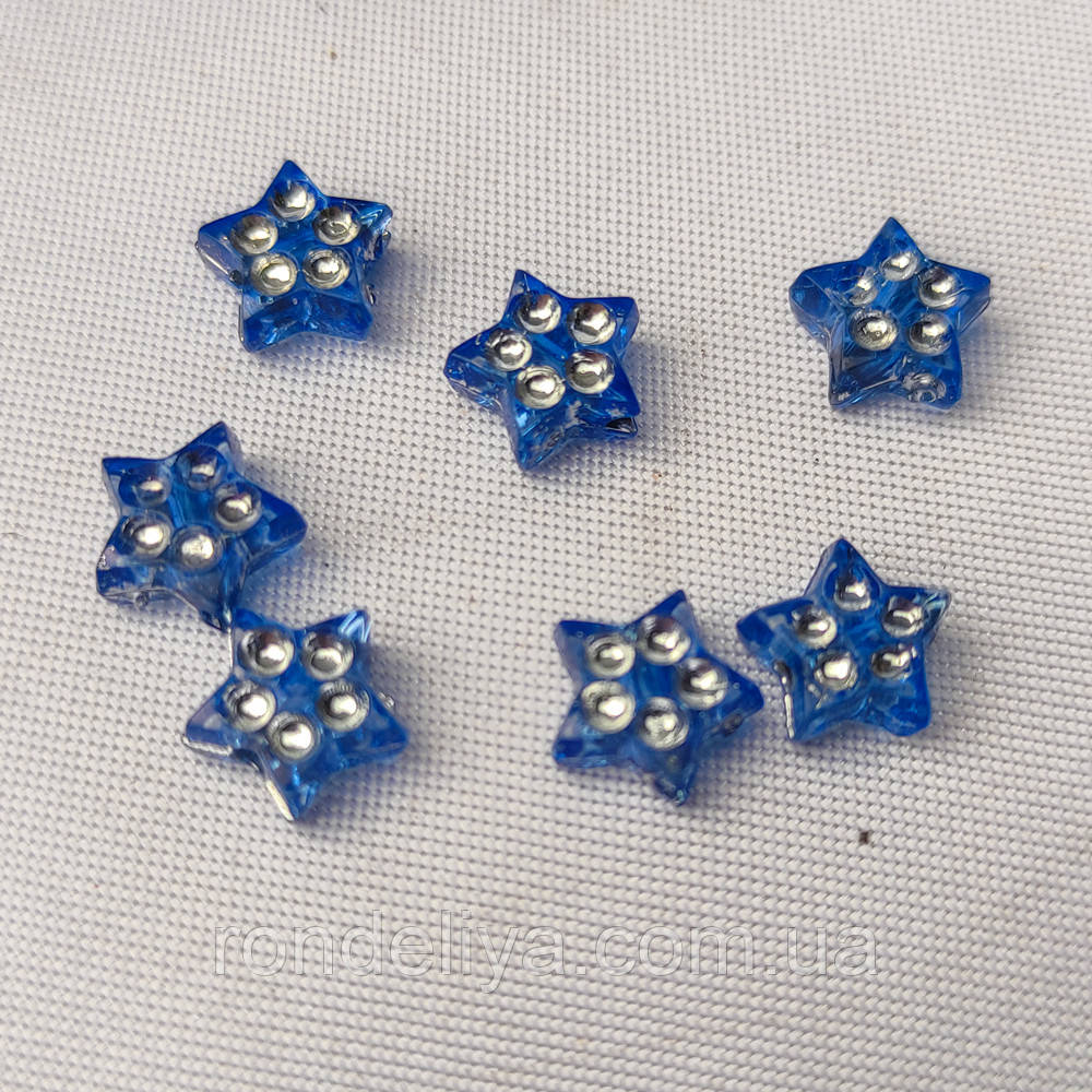 Намистини акріл прозорий "Зірка" синій 50 г, фото 1