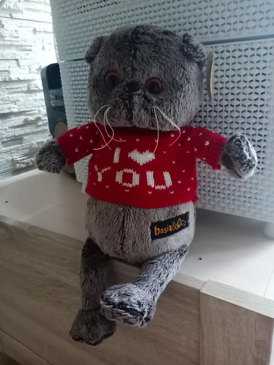 М'яка якісна іграшка кіт Басік в одязі, фото 1