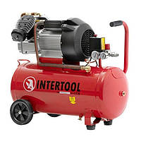 Компрессор INTERTOOL PT-0007, 50 л, 3 кВт, 220 В, 10 атм, 420 л/мин, 2 цилиндра.