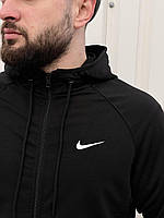 Мужской спортивный однотонний костюм найк черные худи и штаны весенний костюм для тренировок Nike L