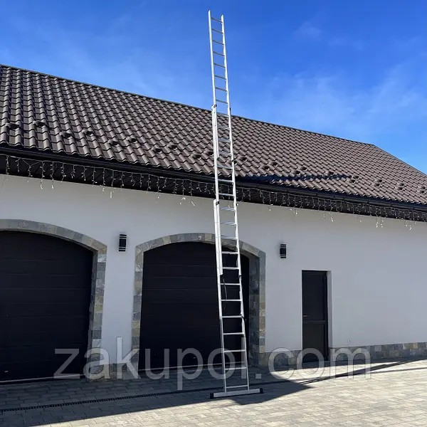 Драбина алюмінієва Higher 3-х секційна універсальна розкладна 3х11, фото 1