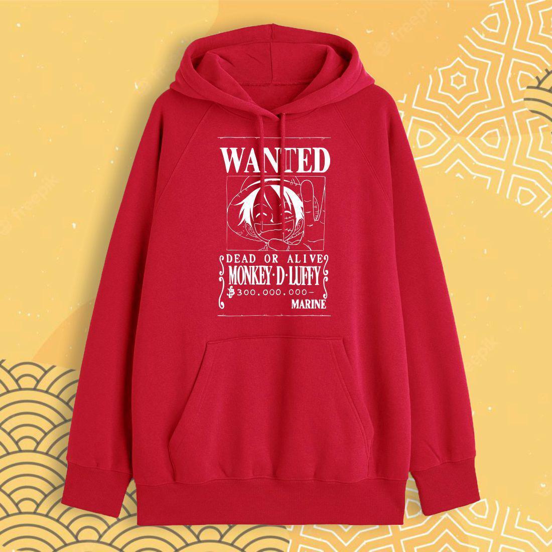 Худи "Ван Пис" Wanted Luffy - Красный - XS
