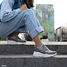 Жіночі кросівки сірого кольору на білій підошві з липучкою, фото 8